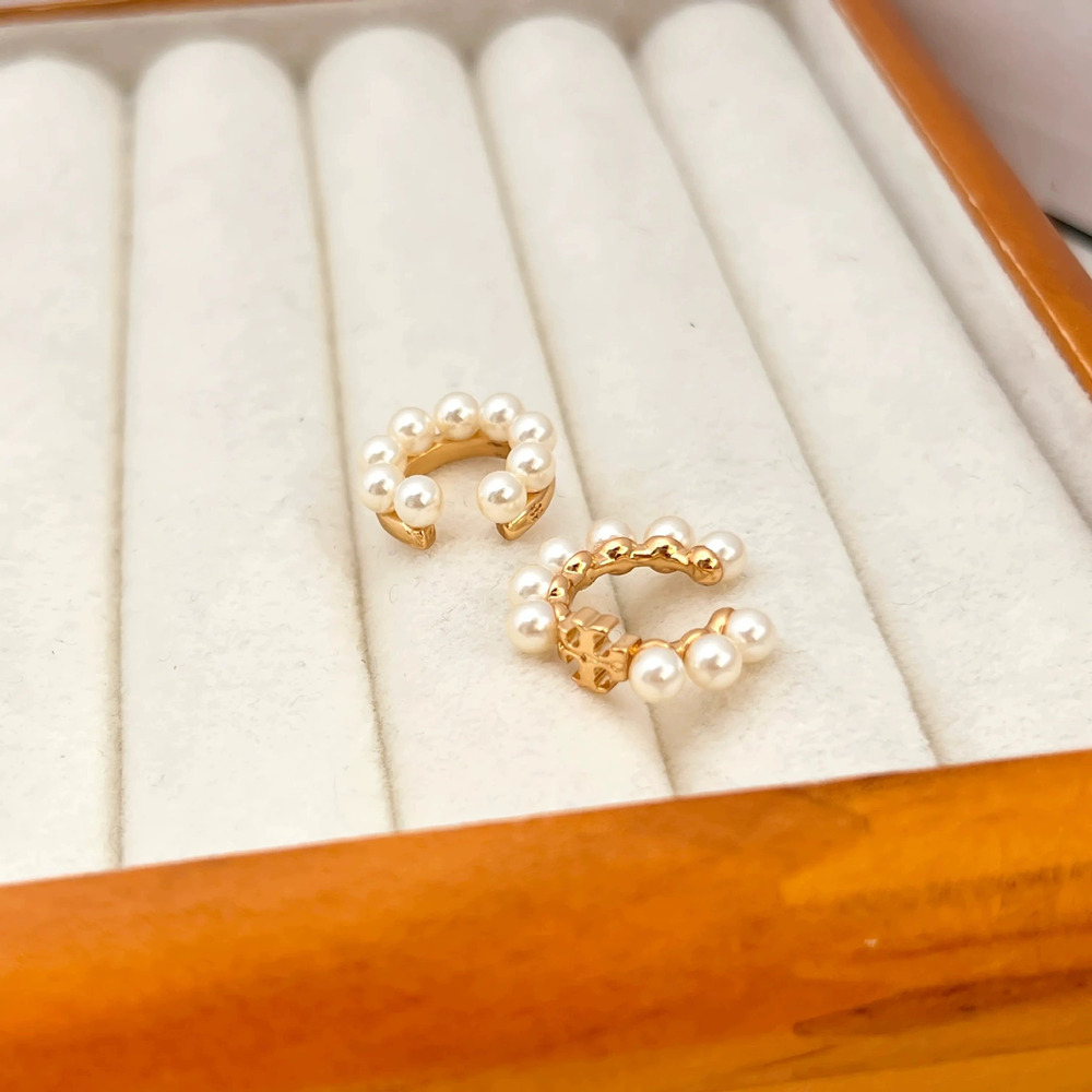 Tory Burch Freshwater Pearl Metal Clip Earrings